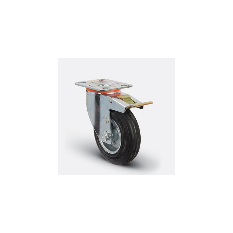ROULETTE CAOUTCHOUC PIVOT JANTE TOLE-80X25MM-EMES