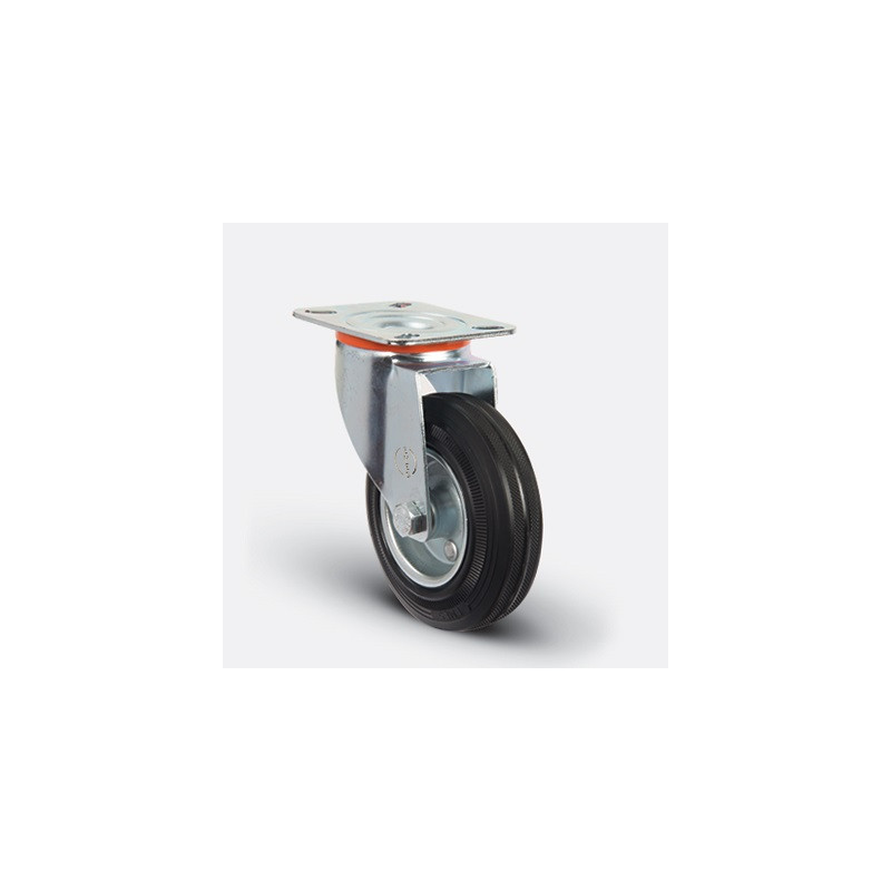 ROULETTE CAOUTCHOUC PIVOT JANTE TOLE-200X50MM-EMES