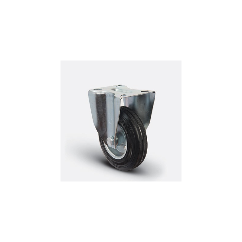 ROULETTE CAOUTCHOUC FIXE JANTE TOLE-100X30MM-EMES