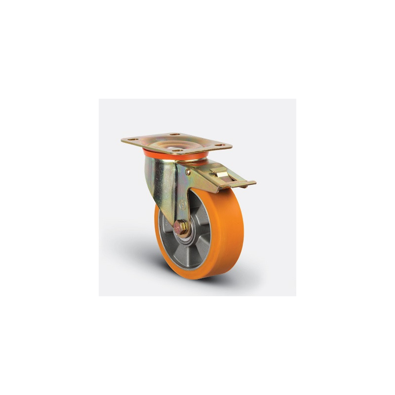 ROULETTE POLYURET PIVOTANT JANTE ALU-100X35MM-EMES