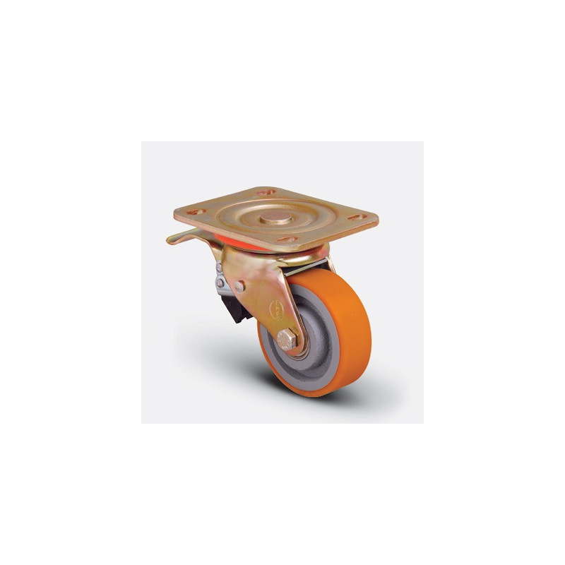 ROULETTE POLYUR PIVOTANT JANTE FONTE-200X50MM-EMES