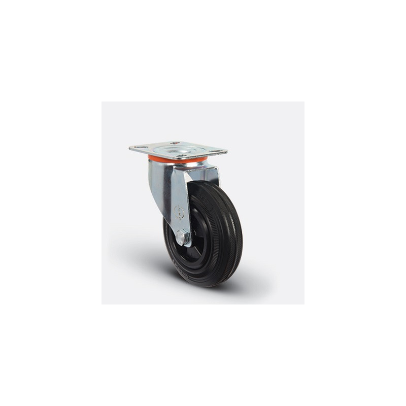 ROULETTE CAOUTCHOUC PIVOT JANTE POLY-200X50MM-EMES