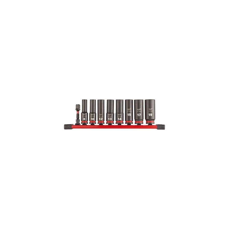 JEU 09 PCS-DOUILLE 3-8'' A CHOC SUR RAIL-MILWAUKEE