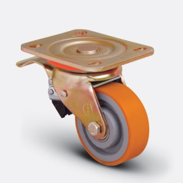 ROULETTE POLYUR PIVOTANT JANTE FONTE-125X40MM-EMES