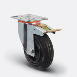 ROULETTE CAOUTCHOUC PIVOT JANTE POLY-125X37MM-EMES