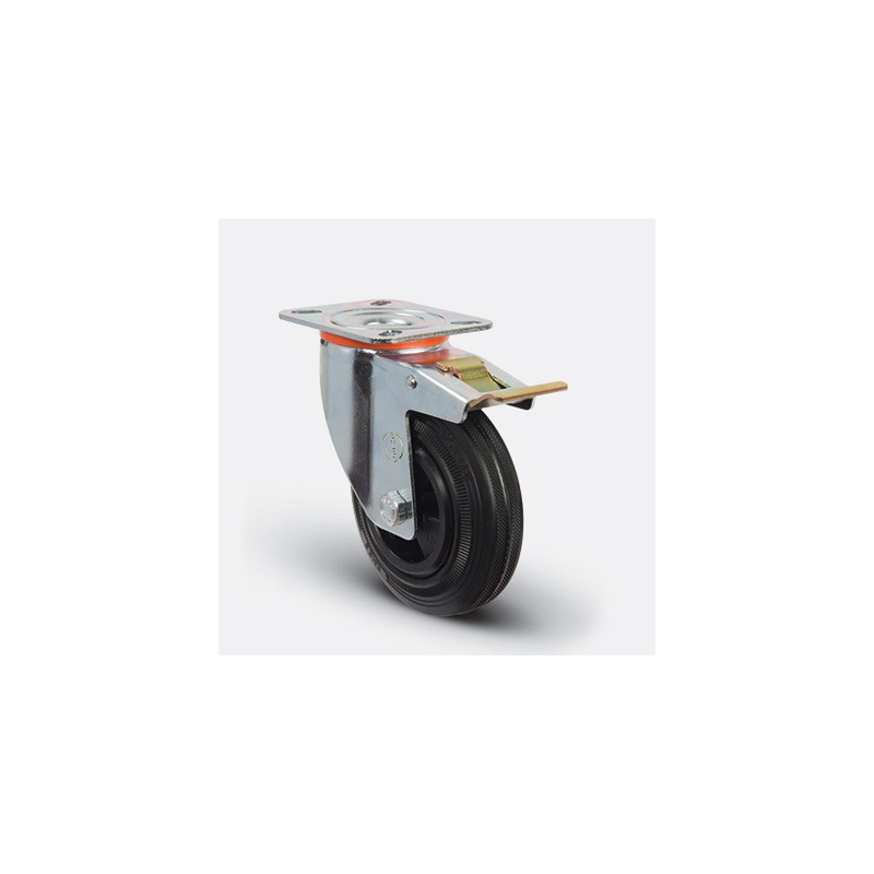 ROULETTE CAOUTCHOUC PIVOT JANTE POLY-125X37MM-EMES