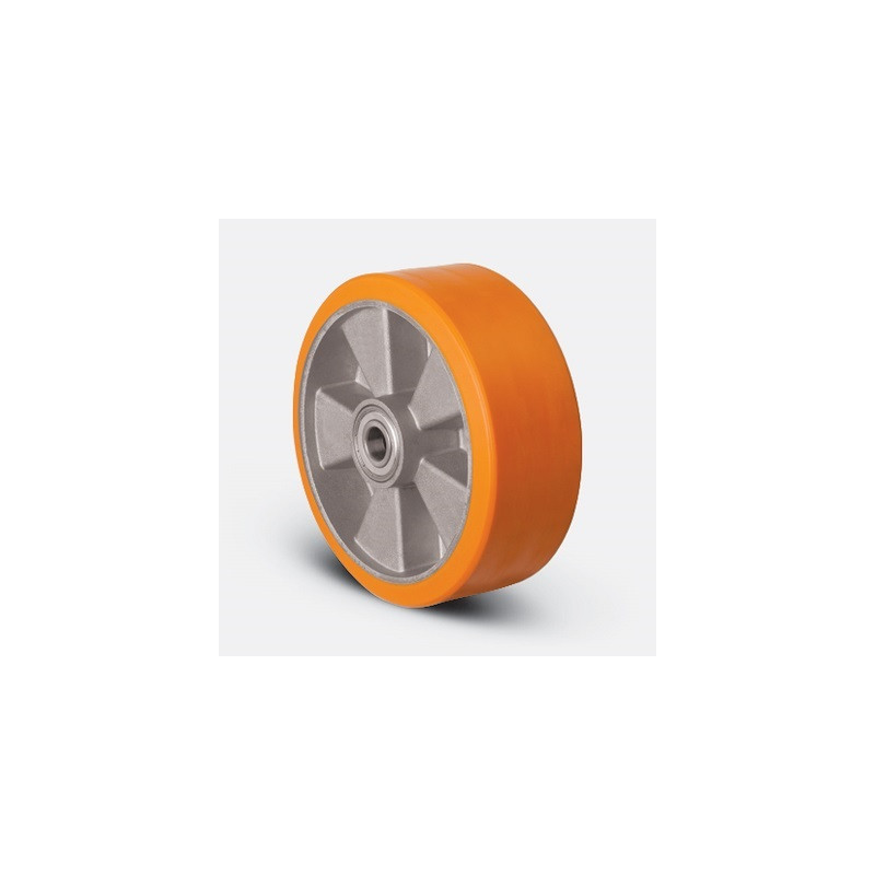 ROUE POLYURETH JANTE ALU-125X37MM-AXE - 15MM-EMES