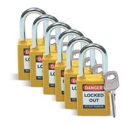 PACK 6 CADENAS DE CONSIGNATION JAUNE 38MM-BRADY