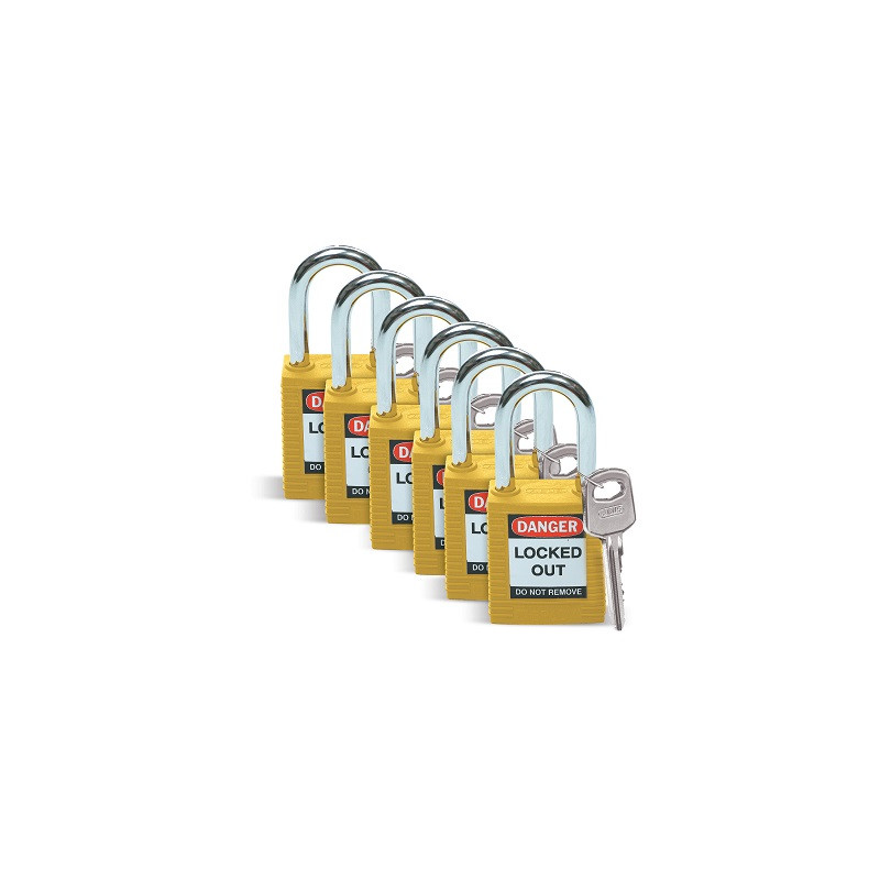 PACK 6 CADENAS DE CONSIGNATION JAUNE 38MM-BRADY