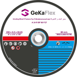 DISQUE A MEULER - 230MMX6MM F27 BOMBE-ACIER-GEKA