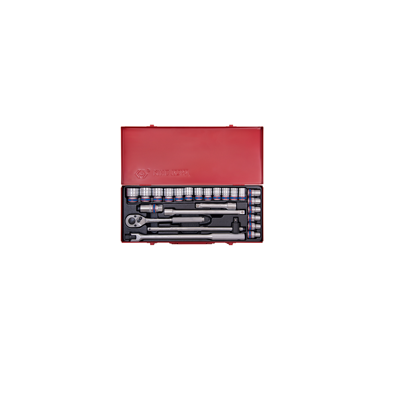 COFFRET 24 PCS-DOUILLE+ACCESSOIRE 1-2"-CHROME-KT