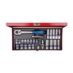 COFFRET 24 PCS-DOUILLE+ACCESSOIRE 3-8"-CHROME-KT