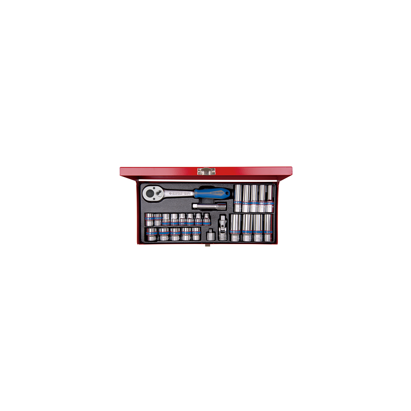 COFFRET 24 PCS-DOUILLE+ACCESSOIRE 3-8"-CHROME-KT