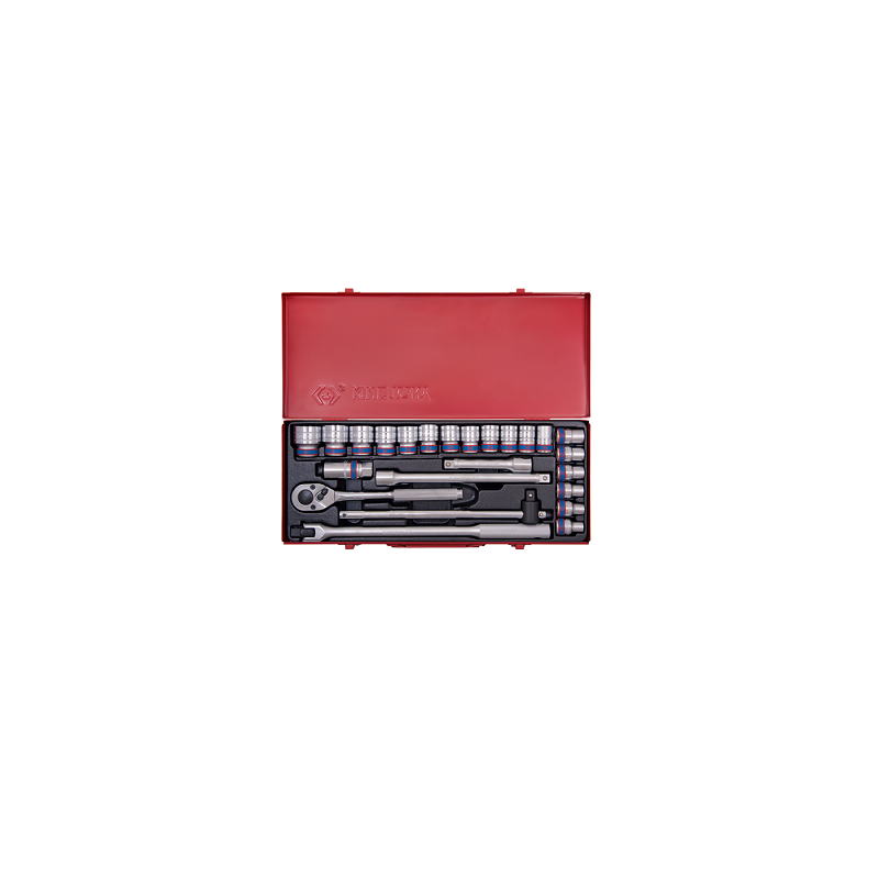 COFFRET 24 PCS-DOUILLE+ACCESSOIRE 1-2"-CHROME-KT