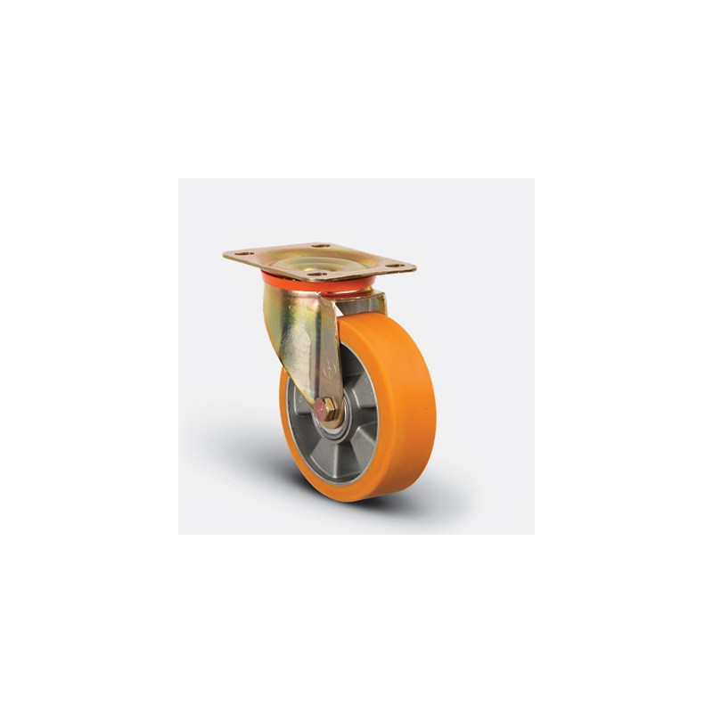 ROULETTE POLYURET PIVOTANT JANTE ALU-150X45MM-EMES