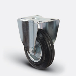 ROULETTE CAOUTCHOUC FIXE JANTE TOLE-200X50MM-EMES