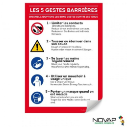 ADHESIF SOUPLE A4 "LES 5 GESTES BARRIERE"