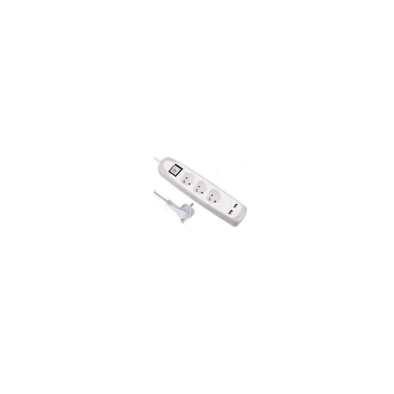 RALLONGE 3 PRISE+2USB|INTER.|3G1x2M-ELECTRALINE RALLONGE 3 PRISE+2USB|INTER.|3G1x2M-ELECTRALINE