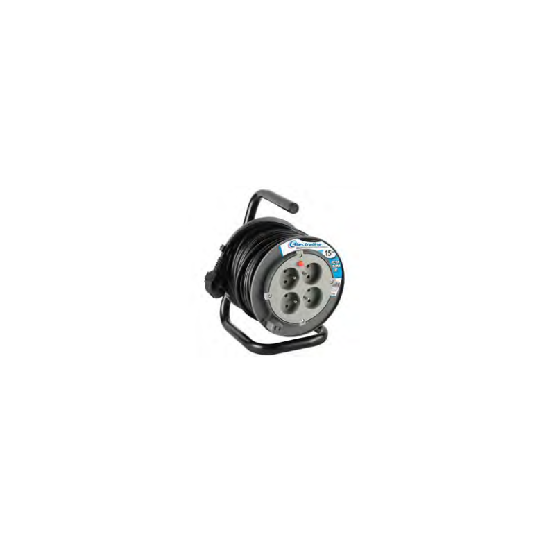 ENROULEUR CABLE 4 PRISE|3G1,5x15M-ELECTRALINE ENROULEUR CABLE 4 PRISE|3G1,5x15M-ELECTRALINE