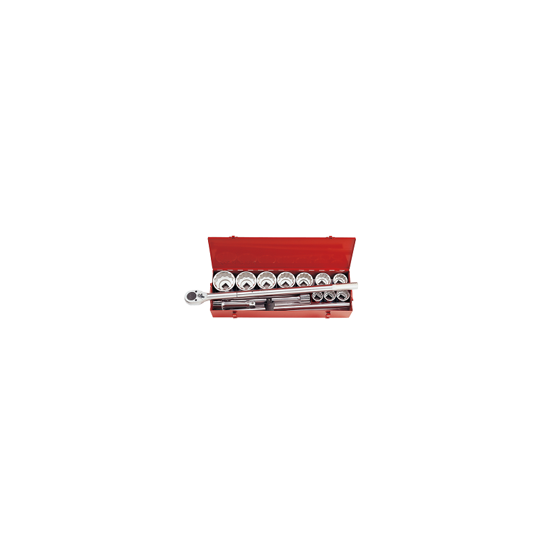 COFFRET 14 PCS-DOUILLE+ACCESSOIRE 1"-CHROME-KT