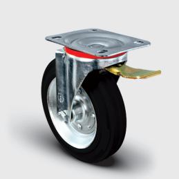 ROULETTE CAOUTCHOUC PIVOT JANTE TOLE-200X50MM-EMES