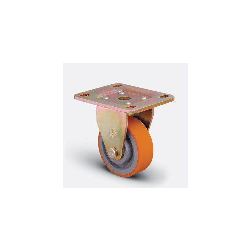 ROULETTE POLYURETH FIXE JANTE FONTE-125X40MM-EMES