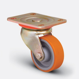 ROULETTE POLYUR PIVOTANT JANTE FONTE-100X35MM-EMES
