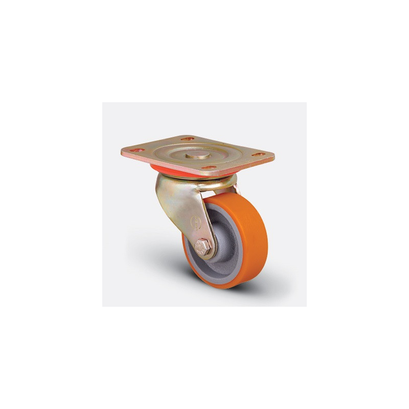 ROULETTE POLYUR PIVOTANT JANTE FONTE-100X35MM-EMES