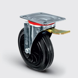 ROULETTE CAOUTCHOUC PIVOT JANTE POLY-200X50MM-EMES