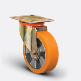 ROULETTE POLYURET PIVOTANT JANTE ALU-150X45MM-EMES