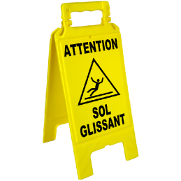 CHEVALET DE SIGNALISATION JAUNE"SOL GLISSANT"NOVAP