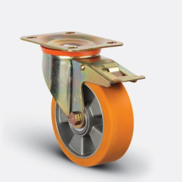 ROULETTE POLYURET PIVOTANT JANTE ALU-150X45MM-EMES