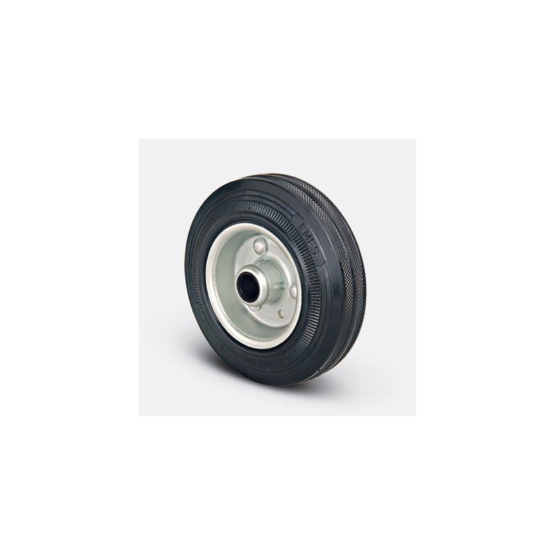 ROUE CAOUTCHOU JANTE ALU-125X37MM-AXE - 20MM-EMES