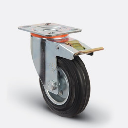 ROULETTE CAOUTCHOUC PIVOT JANTE TOLE-80X25MM-EMES