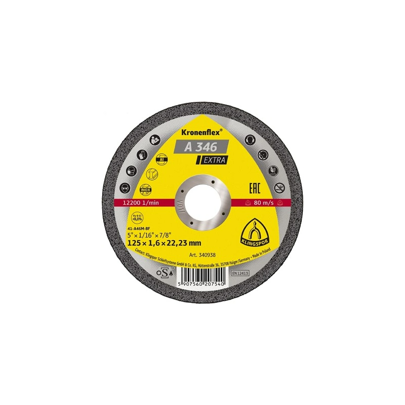 DISQUE A COUPER-- 125MMX1.6MM-INOX-ALU-KLINGSPOR DISQUE A COUPER-- 125MMX1.6MM-INOX-ALU-KLINGSPOR