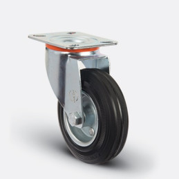 ROULETTE CAOUTCHOUC PIVOT JANTE TOLE-100X30MM-EMES