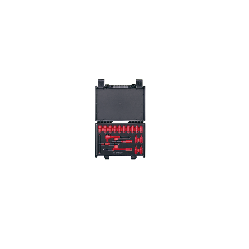 JEU 18 DOUILLES ET ACCESSOIRES ISOLEE VDE 1-4" JEU 18 DOUILLES ET ACCESSOIRES ISOLEE VDE 1-4"