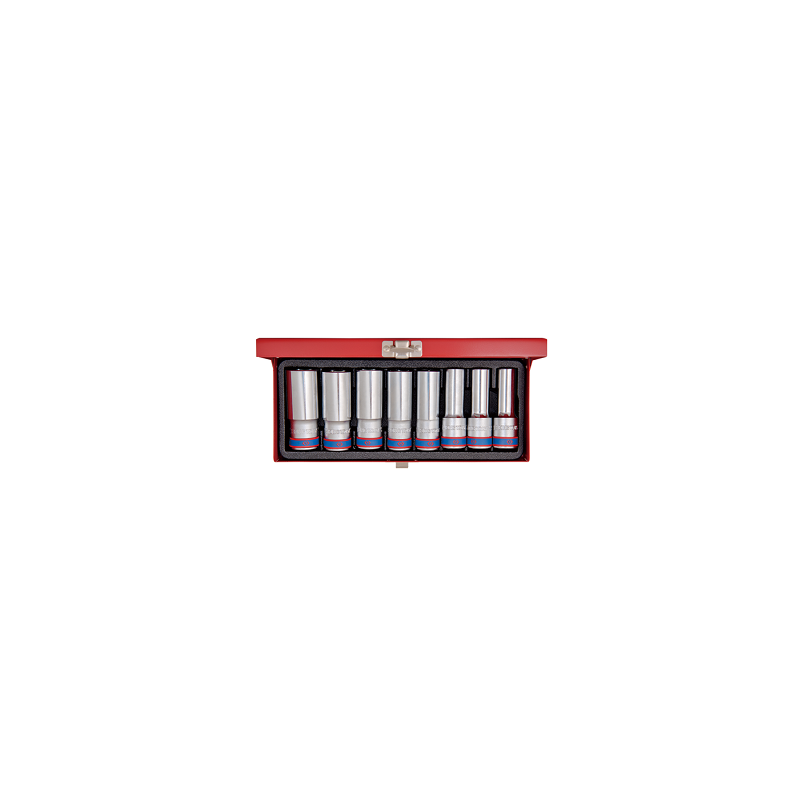COFFRET 08 PCS-DOUILLES LONGUE 1-2"-CHROME-KT COFFRET 08 PCS-DOUILLES LONGUE 1-2"-CHROME-KT