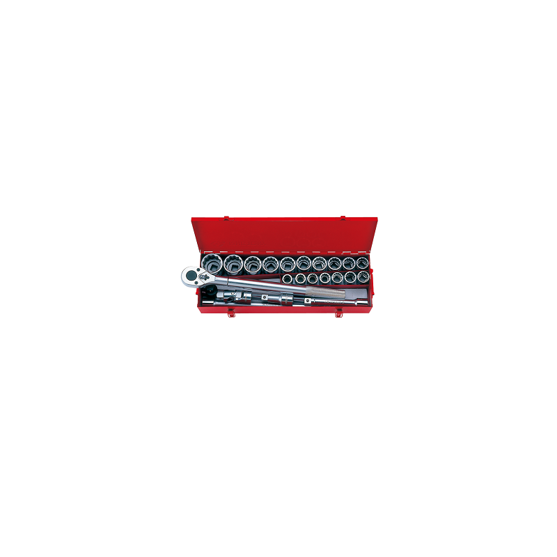 COFFRET 23 PCS DOUILLES ET ACCES 3-4' 12P CHROMEE COFFRET 23 PCS DOUILLES ET ACCES 3-4' 12P CHROMEE