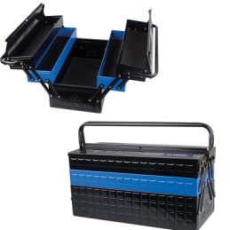 CAISSE A OUTILS METALLIQUE VIDE NOIR BLEU-KINGTONY