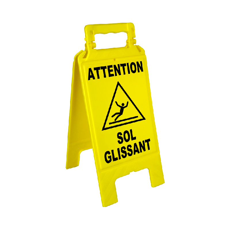 CHEVALET DE SIGNALISATION JAUNE"SOL GLISSANT"NOVAP