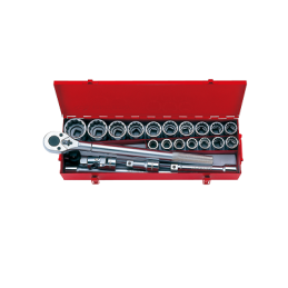 COFFRET 23 PCS  DOUILLES ET ACCES 3-4' 12P CHROMEE