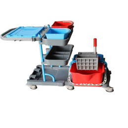 CHARIOT MENAGE (2x18L+2x6L) SEAU+PRESSE -DAUPHIN