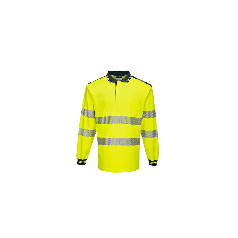 POLO MANCHE LONGUE H-VIS PW3 JAU|MRN TL-PORTWEST POLO MANCHE LONGUE H-VIS PW3 JAU|MRN TL-PORTWEST