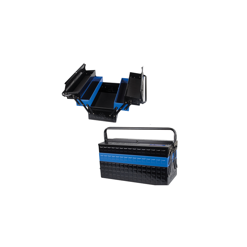 CAISSE A OUTILS METALLIQUE VIDE NOIR BLEU-KINGTONY